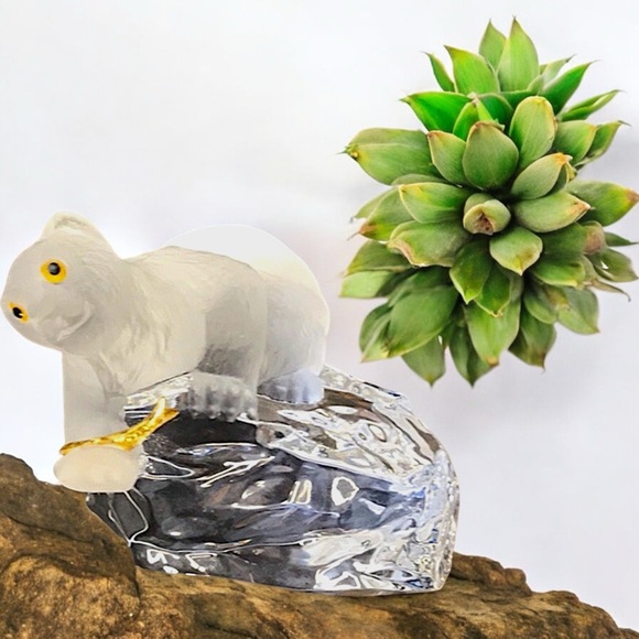 đ§¸FM Igor Carl FabergĂŠ Crystal Bear with 24k Gold Fish - Crystal Cape - Picture 7 of 16